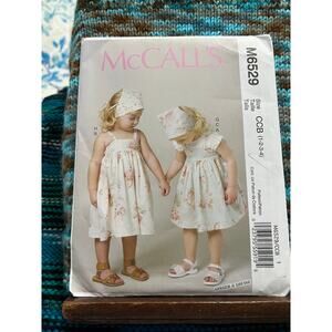 McCalls 6529 pattern Kids Girls dress top shorts headband kerchiefs size 1 2 3 4